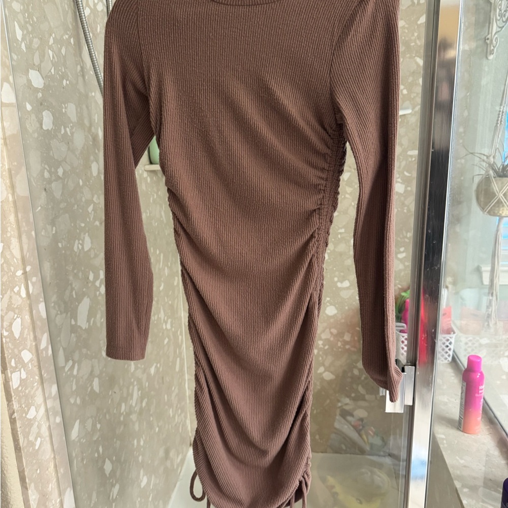 Love Tree Pink/Brown Bodycon Dress Long Sleeve Mock Neck